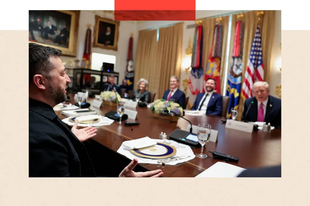 Reuters Ukraine's President Volodymyr Zelenskiy meets with U. President Donald Trump over lunch in the Cabinet Room at the White House in Washington